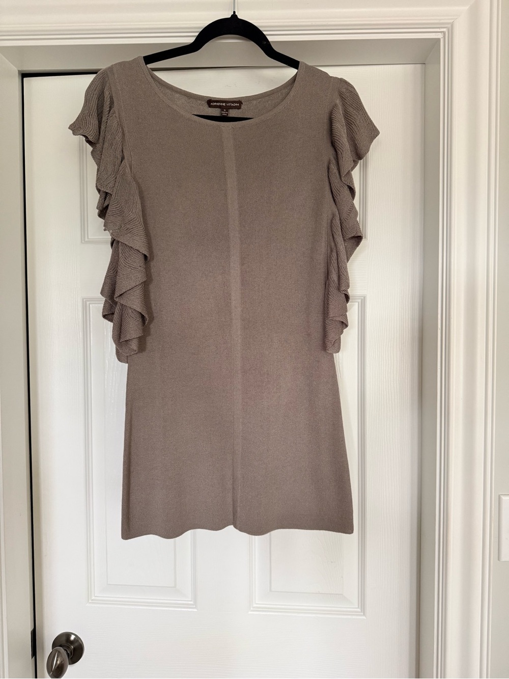Adrienne Vittadini Gray Ruffle Sleeveless Top